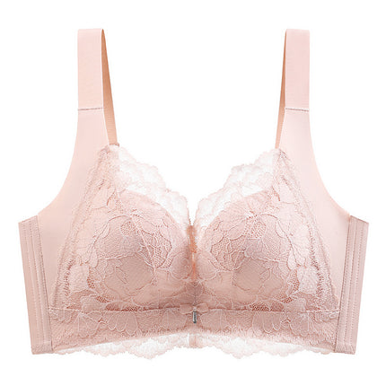 New Breathable Thin Large Chest Small Underwear Women's Summer Traceless Large Size Parammary Anti-sagging Bra Adjustable