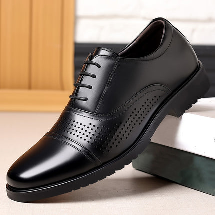 commuter shoes men's shoes spring and summer 2024 men's leather formal shoes hollow breathable leather sandals british style work shoes