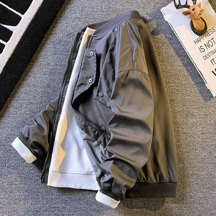 American Retro Bomber Jacket Jacket Men's Spring and Autumn Fried Street Loose Casual Baseball Suit Home Figure# WT198