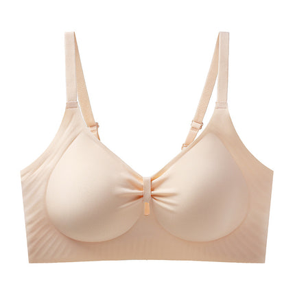 Pleated Hollow-out Traceless Underwear Live-generation Naked Comfortable No Steel Rings Soft Support Fixed Cup Bra Cross-border