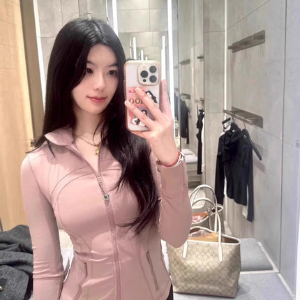 Lu's Spring Yoga Wear Defina Stand Collar Jacket Top Women's Sports Slimming Look Brushed Jacket