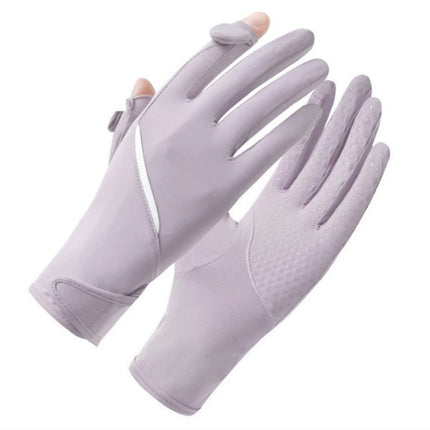 Summer sunscreen gloves non-slip breathable finger-removable outdoor riding anti-ultraviolet ice silk gloves touch screen explosions