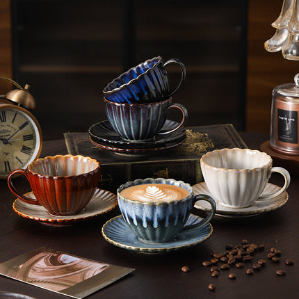 Retro High-grade Sense Striped Kiln Change Ceramic Cup Hotel Home Office Milk Coffee Cup Afternoon Tea Drinking Cup