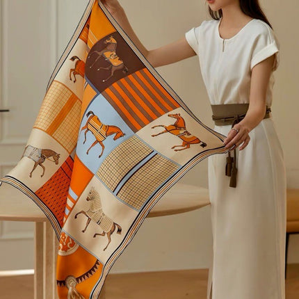 [Wan Ma Benteng] 100% Mulberry Silk Silk Twill 2024 New 90 Large Square Towel Fashion All-match Shawl
