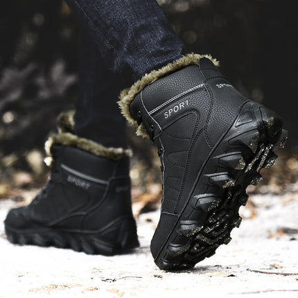 Cross-Border Winter New Cotton Shoes Men's Fur Integrated Snow Boots Outdoor Sports Hiking Boots Fleece-Lined Warm Men's Shoes 47