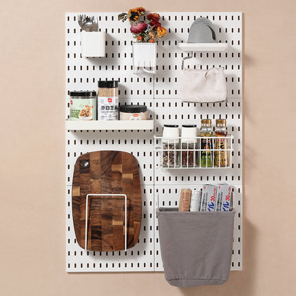Extra-Large Perforated Board Self-Adhesive No-Drill Storage Rack Kitchen Wall Nail-Free Hanging Board Bathroom Wall Storage Organizer