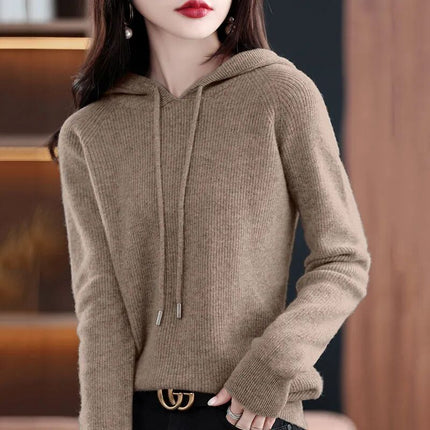 Autumn and Winter New Hooded Knitwear Women's Casual Loose Large Size Sweater Jacket Korean Solid Color Lazy Thickened Hoodie
