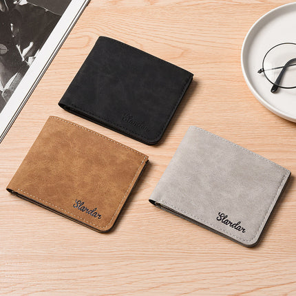 Card Holder Wallet Integrated Men's Ultra-thin Short Wallet Soft Leather Wallet Lightweight Simple Multi-card Bits for Students