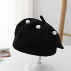 Small white ball beret-black / 3-48 months