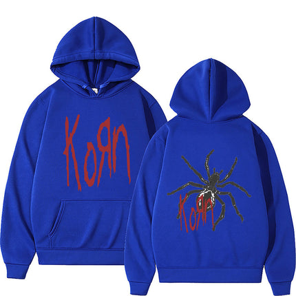Rock Band Korn Print Hoodie Spider Graphic Pullover Unisex a