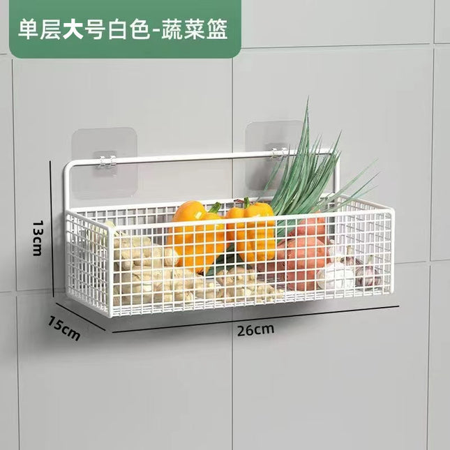 Bathroom bathroom shelf kitchen living room dormitory wall hanging punch-free storage rack storage rack hanging basket nail-free