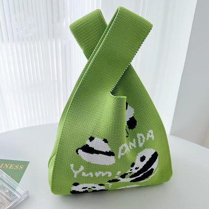 Knitted Cat Handbag, Trendy Cartoon Women's Bag, Versatile Bag, Lunch Bag, Hand-Carry Shoulder Bag, Small Square Bag, Portable