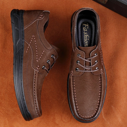 Men's Shoes Daily Outdoor Tooling Shoes Handmade Casual Shoes Spring and Autumn Low-top Genuine Leather Frosted Leather Shoes Lace-up Shoes
