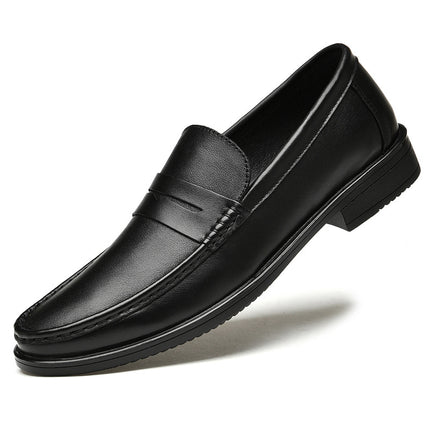 Men's Lefu leather shoes spring and summer low-top slip-on cowhide surface slip-on hollow breathable casual shoes single-layer shoes men's shoes
