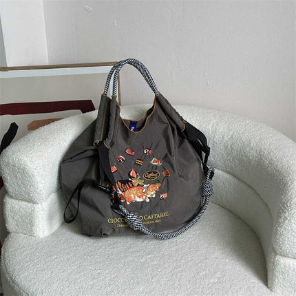 ball chain Japanese high quality eco-friendly shopping bag embroidered hand canvas bag nylon shopping bag