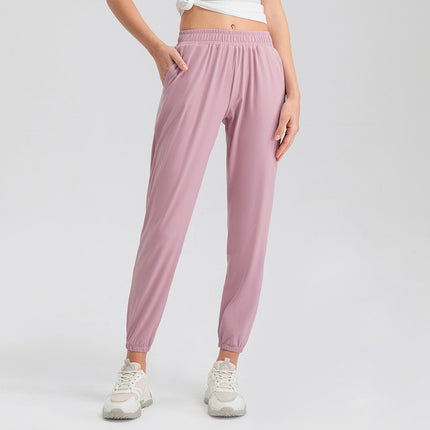 Sports Pants Women's Loose Casual Ankle Pants Slimming High Waist Running Fitness Pants Pocket Quick-drying Yoga Pants 32391