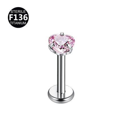 G23 titanium alloy pin claw with zircon wireless pin bar ear bone nail perforated nose nail G23 pin lip nail wholesale