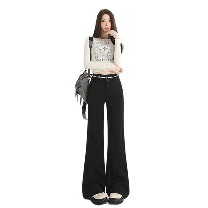 Black Flared Jeans for Women, Autumn New American Style, High-Waisted, Loose, Drapey, Slimming Wide-Leg Bell-Bottom Pants