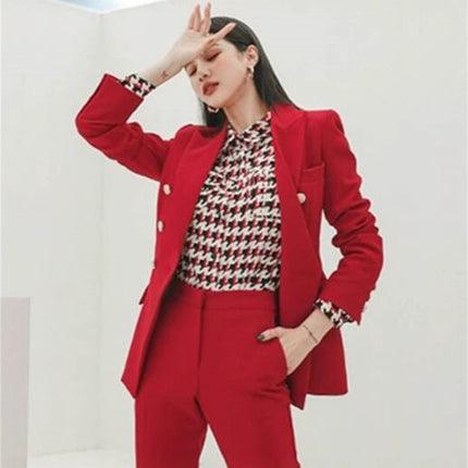 Red Suit suit Female Bully President Casual Business Wear Fashion Temperament Goddess Fan Presided over formal overalls