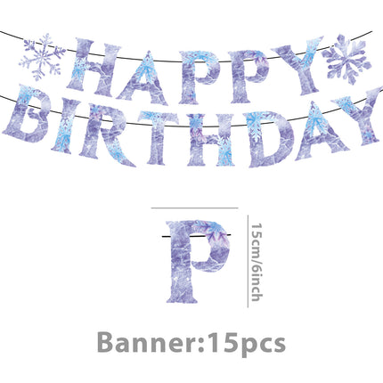 Cross-Border Ice and Snow Castle Happy Birthday Theme Cartoon Children's Party Supplies Tableware Set Birthday Arrangement Flag