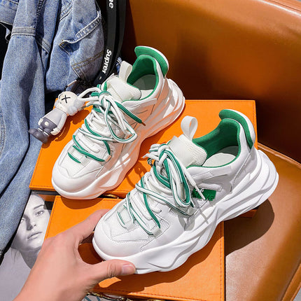European Style Women's Sports Shoes 2025 Spring/Summer New Trendy Fashion Breathable Versatile Dad Sneakers with Thick Soles