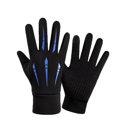 Cycling Gloves Men's Touch Screen Winter Fleece-Lined Warm Anti-Slip Driving Leakage Two-Finger Motorcycle Winter Fishing Gloves