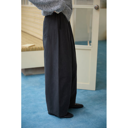 Lanmi Elastic Waist Lantern Pants Autumn and Winter New Loose Wide-Leg Slimming Petite Stylish Curved Knife Pants Long Pants for Women