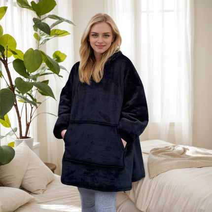 Hooded Blanket with Purple Dog Print, Large Size, Double-Sided Cotton Fleece, Comfortable and Warm, with Hood, for Lazy People, Suitable for Cross-Border Trade in Europe and America