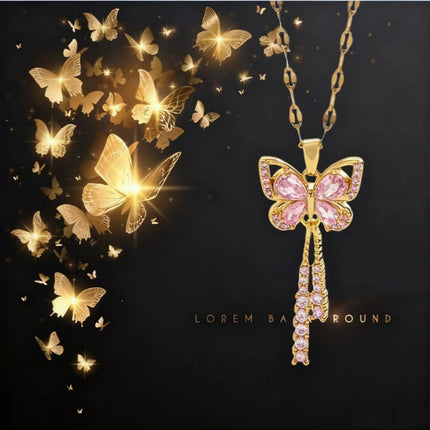 [Titanium Steel] Tassel Butterfly Light Luxury Fashion Simple Hollow Exquisite Necklace Women's All-match Collarbone Chain Pendant
