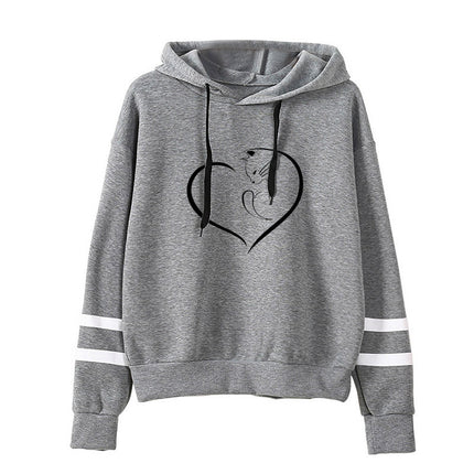 2021 AliExpress Amazon Cross-border Valentine's Day Love Cat Print Parallel Bars Hooded Wear Europe and America Autumn and Winter