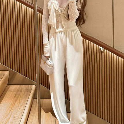 Doggyqn Highly Recommends! 3-Color Self-Retaining/Ice Skin Soup Pants for Women Summer Acetate Straight Wide-Leg Cool Pants