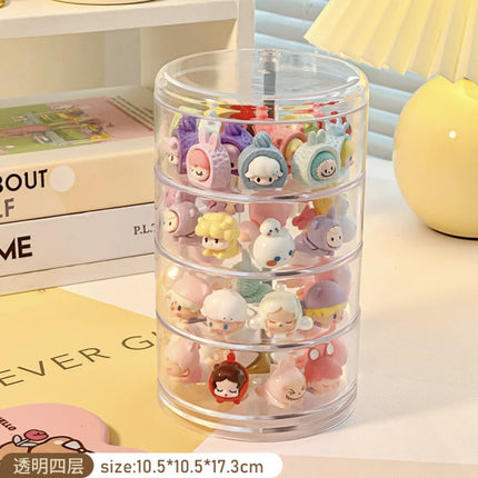 Little Sweet Potato Cute Storage Box with Door Can Be Stacked with Transparent Desktop Mini Doll Ornaments Storage Display Stand