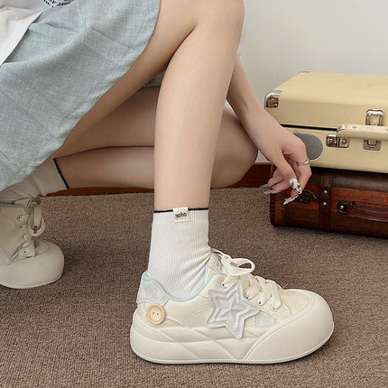 Thick bottom small white shoes women's 2024 autumn Joker women's shoes explosions board shoes little star shoes