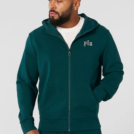 Cross-border New YOUNGLA Casual Hooded Cardigan Sweater Men's Loose Gym Running Training Sports Long Sleeve
