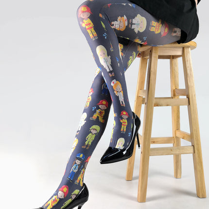 Cross-border thin printed pantyhose spring and autumn versatile butterfly wild abstract retro stockings women's socks anti-snagging wholesale
