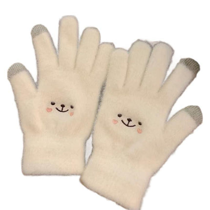 Gloves women's winter fleece-lined thick warm Korean cute riding electric car lovers cold thick five-finger touch screen wholesale