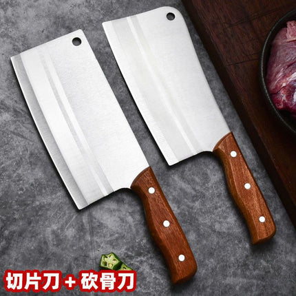 Wooden Handle Wire-drawing Household Kitchen Knife Handmade Chopping Dual-purpose Knife Sharp Slice Knife Special for Chef Knife Set Knife