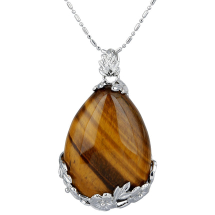 Elegant Elegant Silver Alloy Torus Crystal Pendant Drop Shape Natural Crystal Craft Necklace Pendant