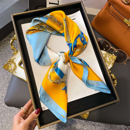 70cm Imitation Silk Square Scarf Fashion All-match Silk Scarf Professional Scarf Korean Style Neck Protection Scarf Decorative Small Square Scarf