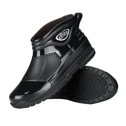 Rain boots men's fashion four seasons short tube non-slip waterproof kitchen low-top soft bottom rubber shoes car wash construction ground wear-resistant water boots