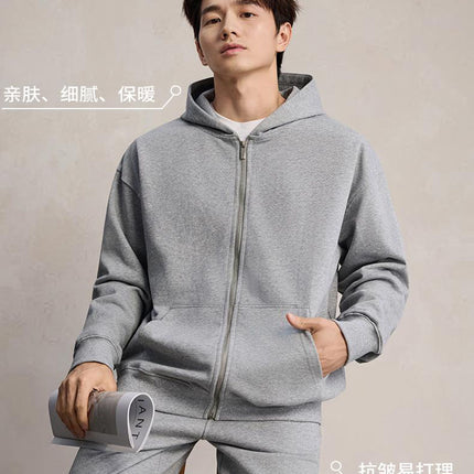 Trendy Brand Heavyweight 400g Terry Crewneck Sweatshirt Couple Pullover Autumn and Winter Thickened Coat Solid Color Loose Unisex Top