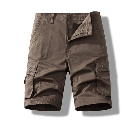 Workwear shorts men's summer new Army Green multi-pocket cotton shorts loose thin casual sports pants