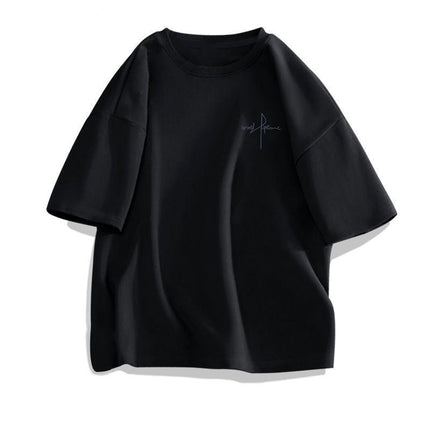Heavy cotton short sleeve T-shirt men's fashion brand summer fashion simple printed top loose five sleeve lovers wholesale