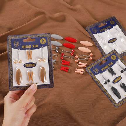 Foreign Trade Simple Plastic Safety Pin suit Cap Needle Silk Scarf Clip Neck Clip Headscarf Needle Pearl Clip Scarf Clip