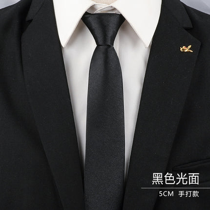 Men's Black Tie Men's Formal Wear Korean Style 8cm Student Women's Suit Business Lazy Zipper Wedding Professional Fashion