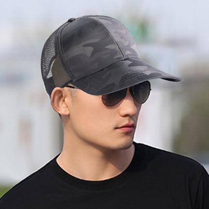 Outdoor Camouflage Deepened Large-Size Baseball Cap for Men and Women, Summer Mesh Breathable Thin Sunshade Sports Casual Cap