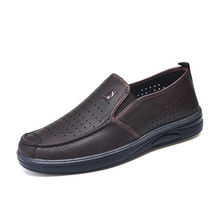 New Summer Men's Clogs, Breathable Hollow Mesh Shoes, Soft Soles, Non-Slip, Wear-Resistant Work Shoes, Men's Leather Shoes for Work