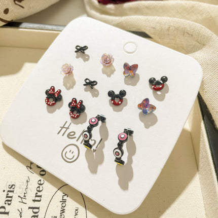 Autumn and Winter Vintage Angora Red Silver Needle Earrings High-end Sense White Exquisite Sweet Elegant All-match Bow Earrings
