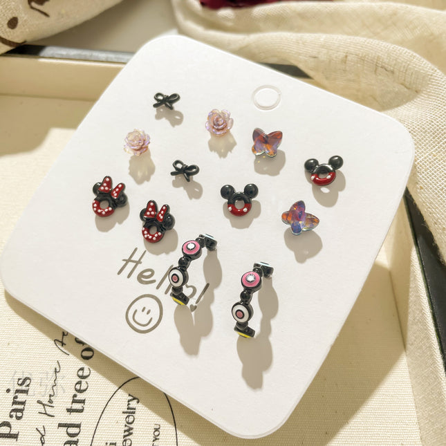 Autumn and Winter Vintage Angora Red Silver Needle Earrings High-end Sense White Exquisite Sweet Elegant All-match Bow Earrings