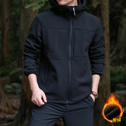 2024 New Soft Shell Outdoor Clothes Men's Outdoor Breathable Windproof Clothes Hiking Leisure Men's Sports Plus